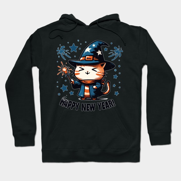 Happy New Year Cat Hoodie by TomFrontierArt